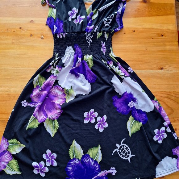 Steven Wear Black Purple Green Flower Sleeveless Dress - Picture 2 of 5